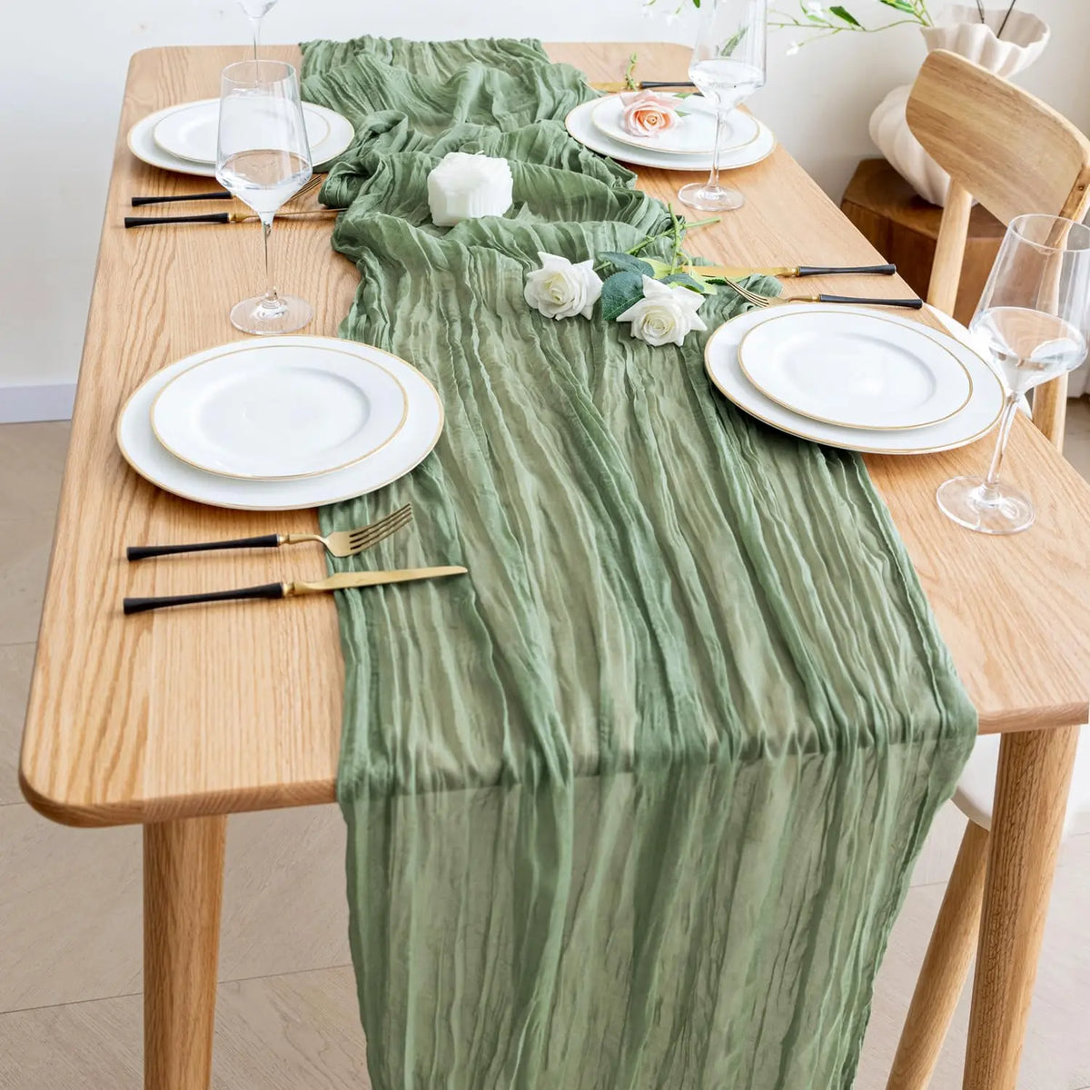 serviettes table vert olive crêpe modernes élégantes pack pièces transparentes occasion fête mariage