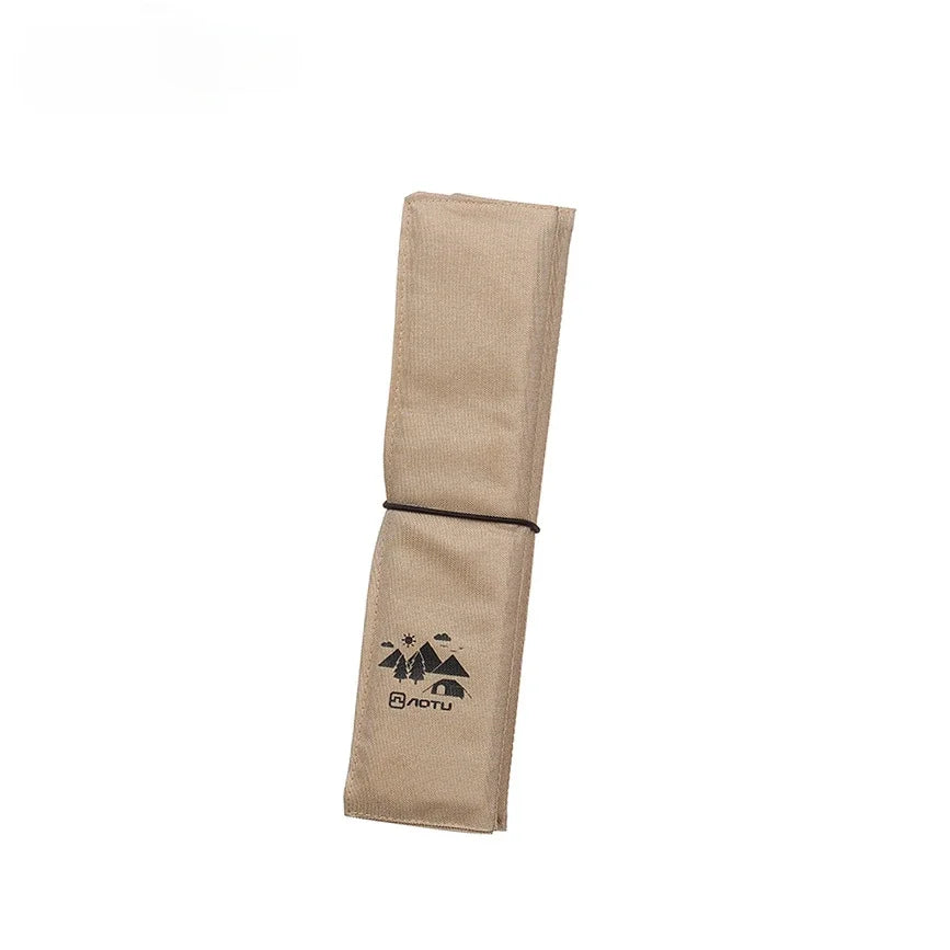 Sac crayons pliable pratique noir vert olive logo montagne soleil tissu ruban fixe compact
