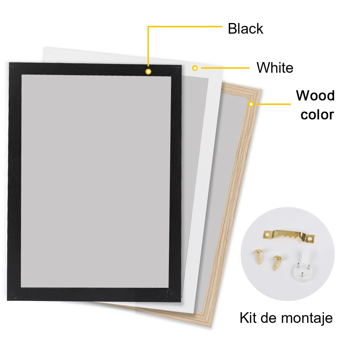 cadre photo personnalisable noir blanc contemporain clips fixation 21x30cm 30x40cm 40x60cm