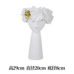 vase décoration buste féminin moderne fleurs artificielles couleurs variées blanc noir bleuclair crème grisfoncé