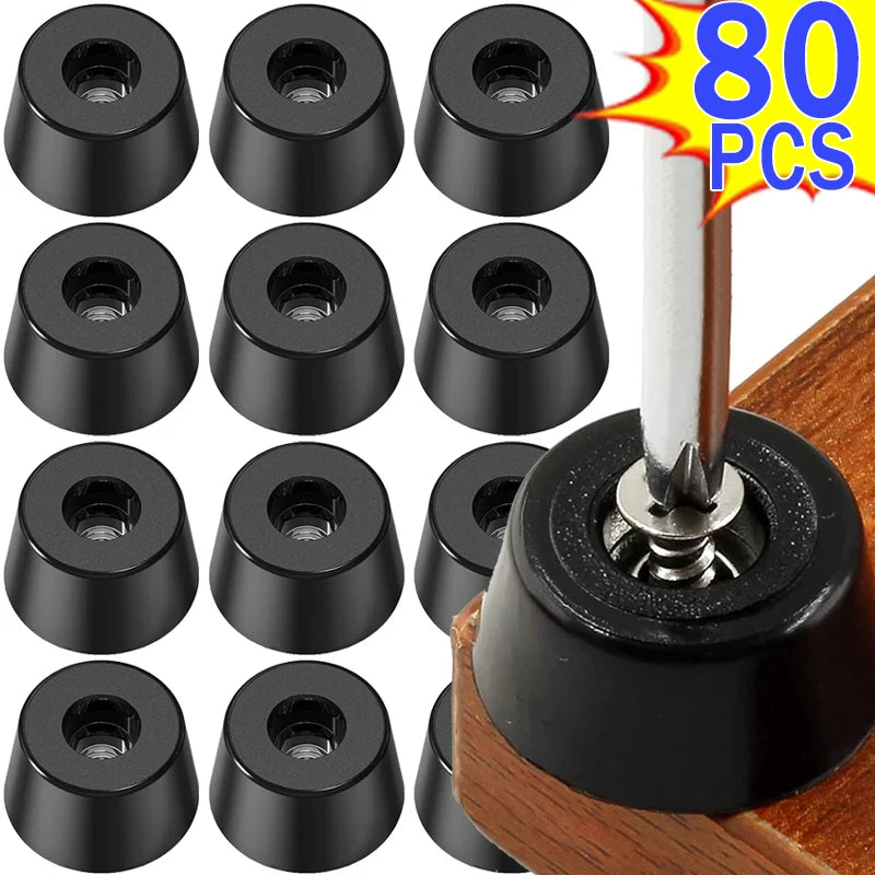 protections pieds meubles caoutchouc noir rond antidérapantes table chaise meuble