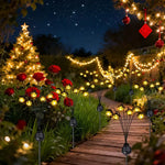 lampe solaire moderne fleur noir doré feuilles vertes extérieure jardin ambiance led ip65 étanche