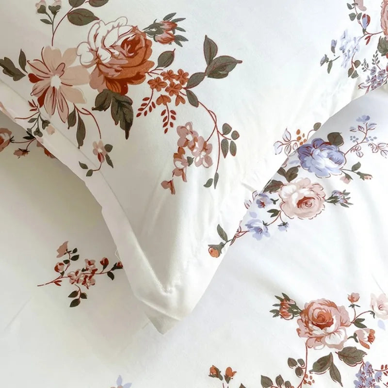 ensemble literie floral doux rose blanc orange violet vert romantique maison chambre lit