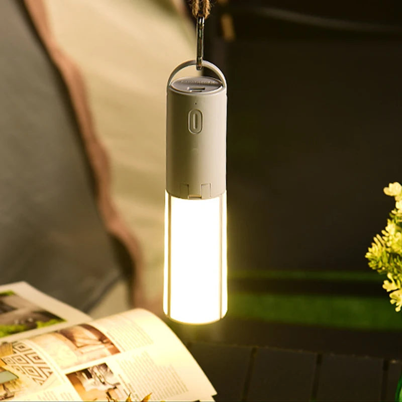 lampe pliable rechargeable led gris clair moderne anneau suspension camping