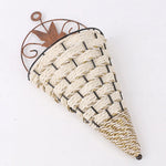 panier suspendu tressé marron artisanal métallique décoration murale rustic
