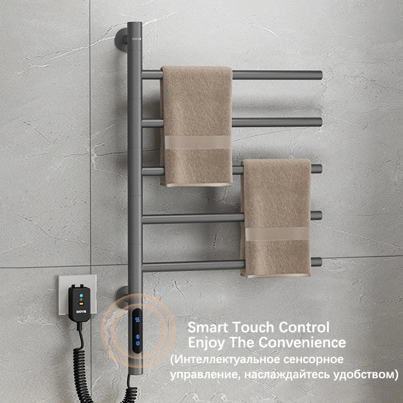 porte serviettes électrique acier inoxydable gris moderne fixation murale interrupteur tactile serviettes 82cm hauteur