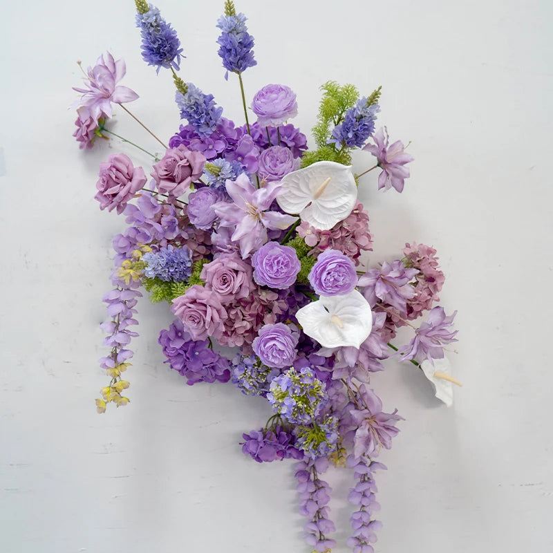 bouquet fleurs artificielles violettes blanches modernes décoration intérieure soie élégante mariage anniversaire