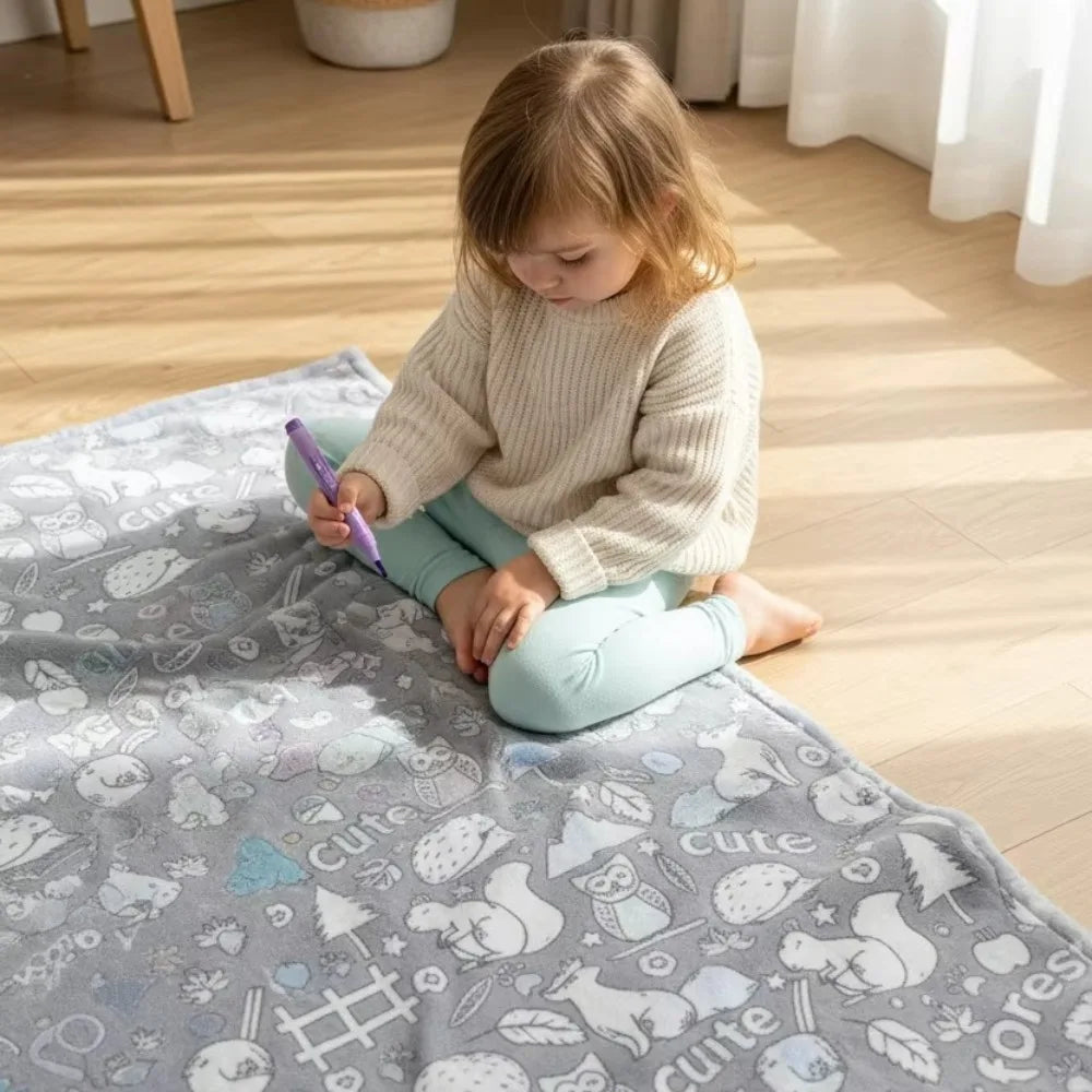 couverture colorier enfants motifs noël animaux crayons couleur texture douce moderne multicolore blanc gris