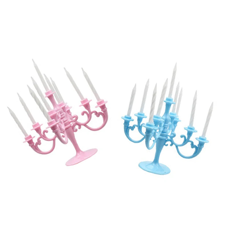 bougeoir cinq branches classique floral bleu gris rose doré anniversaire mariage deco événement filles