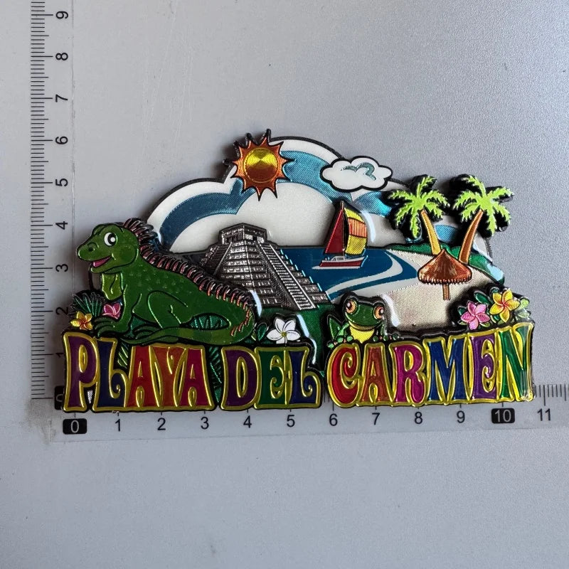 aimants réfrigérateur mexicains sombreros guitares cactus motifs floraux animaux exotiques souvenirs traditionnels multicolores