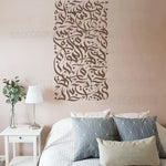 Stencil mural calligraphie arabe marron clair gris artisanal opacité adhésif taille 50cmX92cm