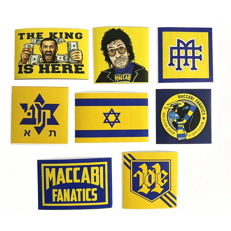 autocollants stickers jaune bleu noir graphiques textuels opacité illustratif populaire mur réfrigérateur