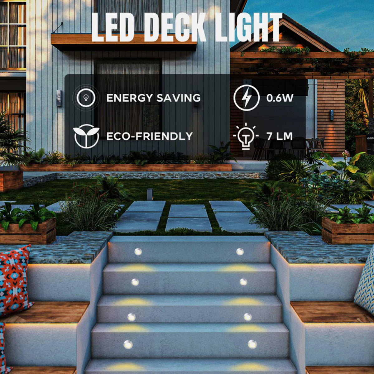 lampe led encastrable ip67 étanche blanc moderne jardin terrasse vis fixation câbles adaptateurs