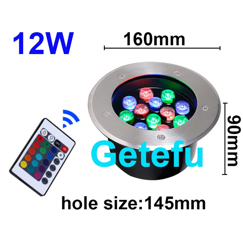 éclairage led rgb télécommande spot noir argent moderne extérieur encastrable ip67 waterproof 9w 18w