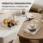 plateau service transparent moderne poignées thé nourriture assiettes vaisselle gâteaux sandwiches macarons théière tasses