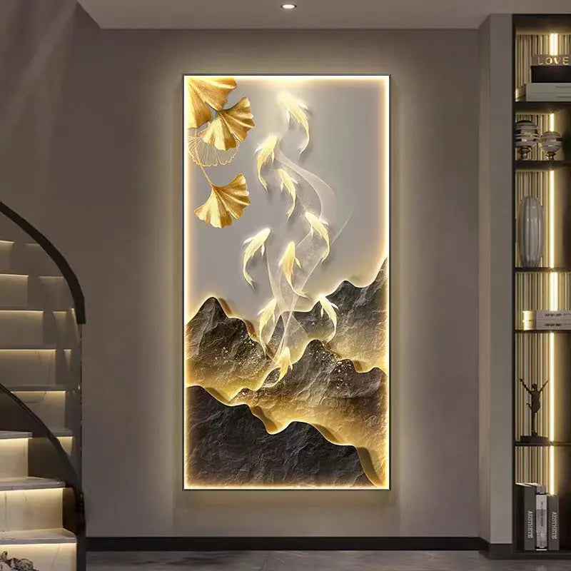 Applique murale LED allumée en blanc chaud dans une entrée