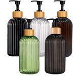 flacons savon liquide 500ml noir transparent vert olive marron rayures moderne pompe bois
