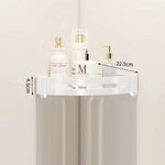 étagère salle bain blanc moderne adhésive shampooing gel douche lotion parfum verre boucles d'oreilles
