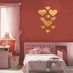 décoration murale adhésive coeurs miroirs argent doré moderne or brillant rose doré