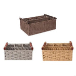 boîtes rangement tressées marron gris bohème poignées bois compartiments décoration chambre