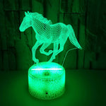 lampe led 3d effet illusion cheval veilleuse diy blanc réseau lignes noires moderne base