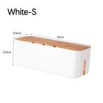 boîte rangement blanc texture bois moderne organisation fil câble réutilisable plastique