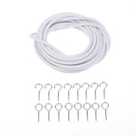 rideaux modernes kit cordon polyester crochets chevilles blanc argenté minimaliste