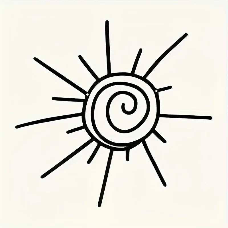 plaque murale moderne motif soleil spirale noire deco intérieure minimaliste métal accrochage