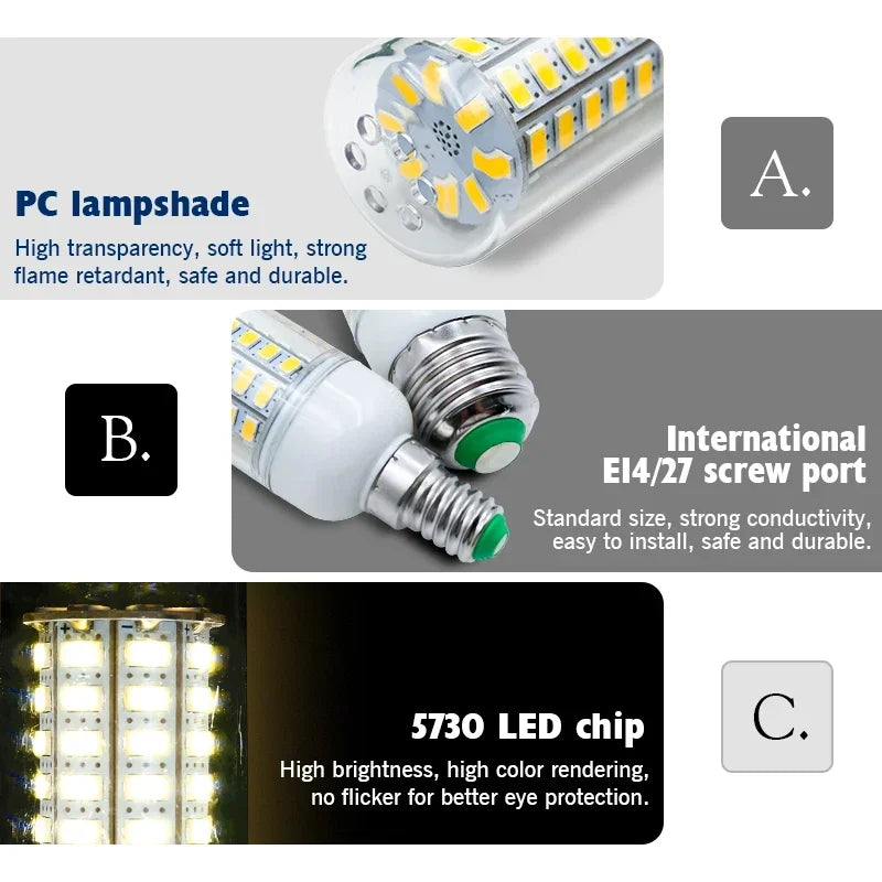 ampoule led maïs décoration intérieur blanc chaud lumière moderne lustre lustre base e14 e27