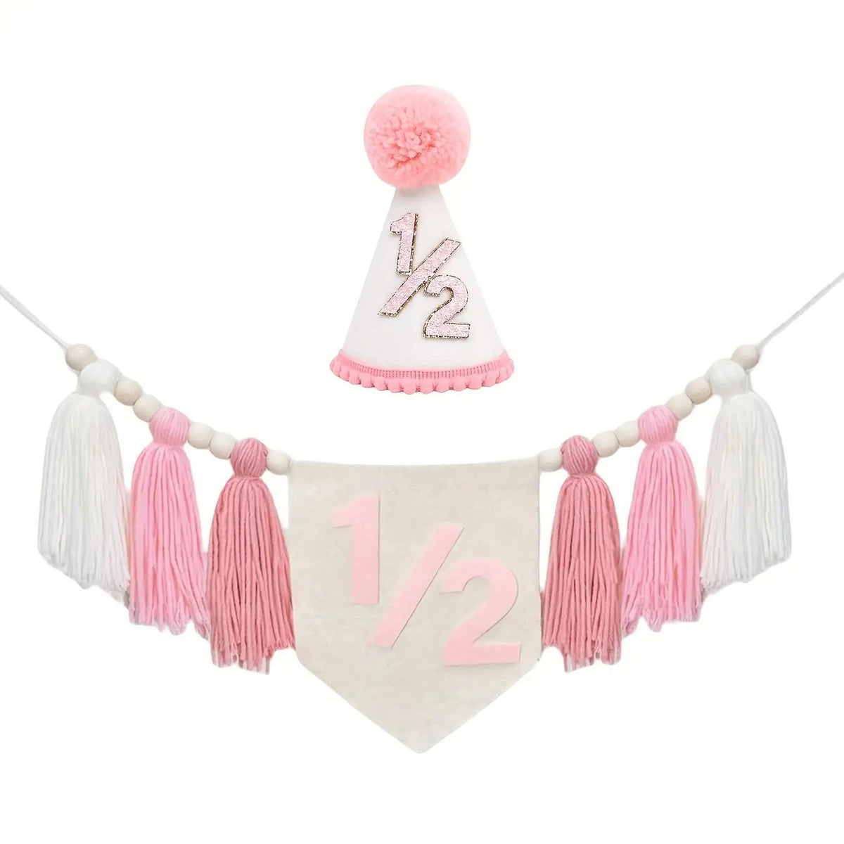décoration anniversaire enfant kit ans guirlande pompons chapeau gâteau bougie
