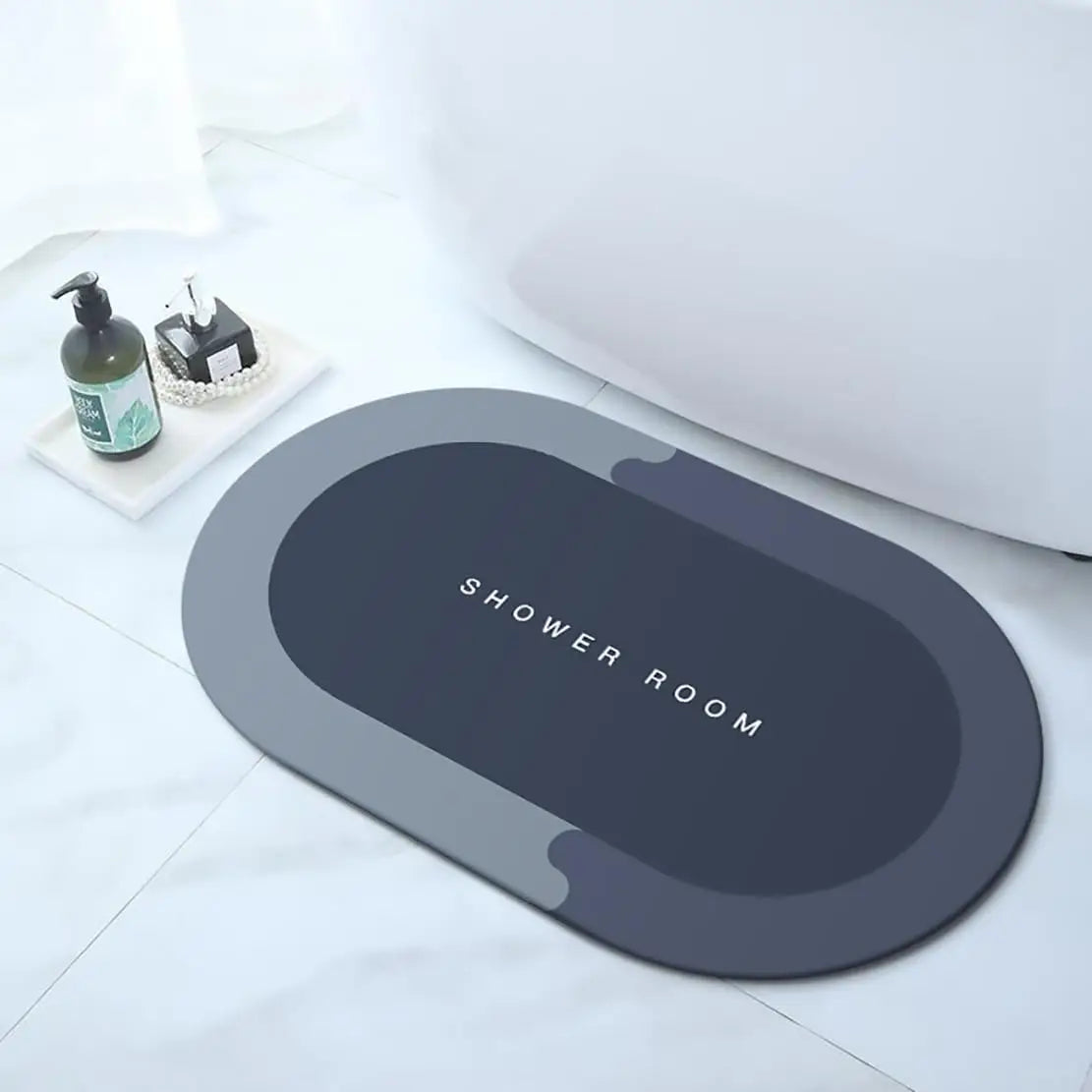 tapis douche moderne adhésif antidérapant absorbant confortable salle bain gris foncé