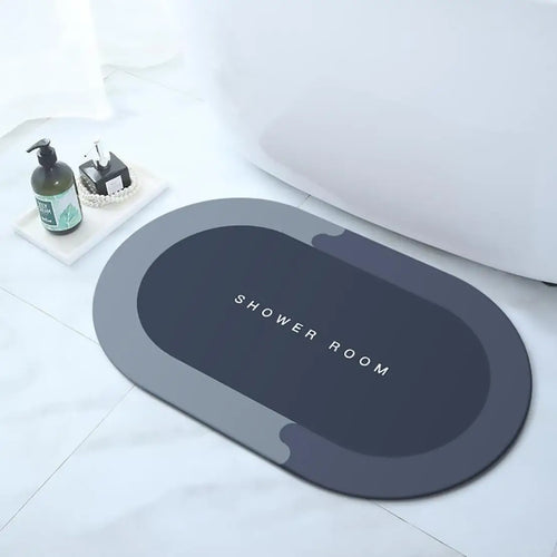 tapis douche moderne adhésif antidérapant absorbant confortable salle bain gris foncé