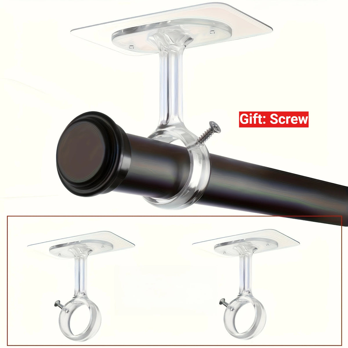 supports rideau transparents noirs vis muraux modernes utilisation multiple rond lisses