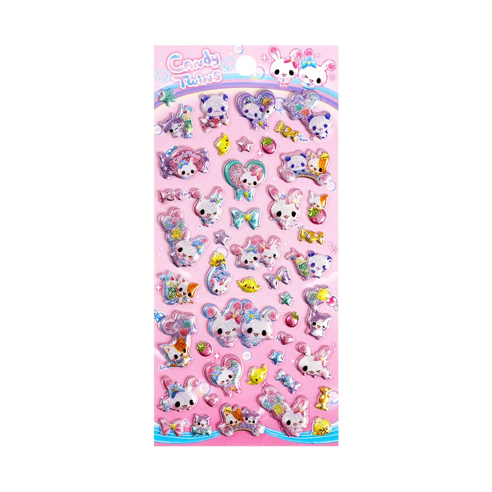 sticker 3d holographique animal mignon gonflé autoadhésif décoration téléphone album cadeau kawaii