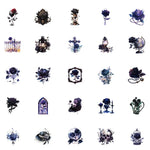stickers adhésifs violet fleurs crânes bijoux globe terrestre oiseaux géométriques art gothique scolaire enfants