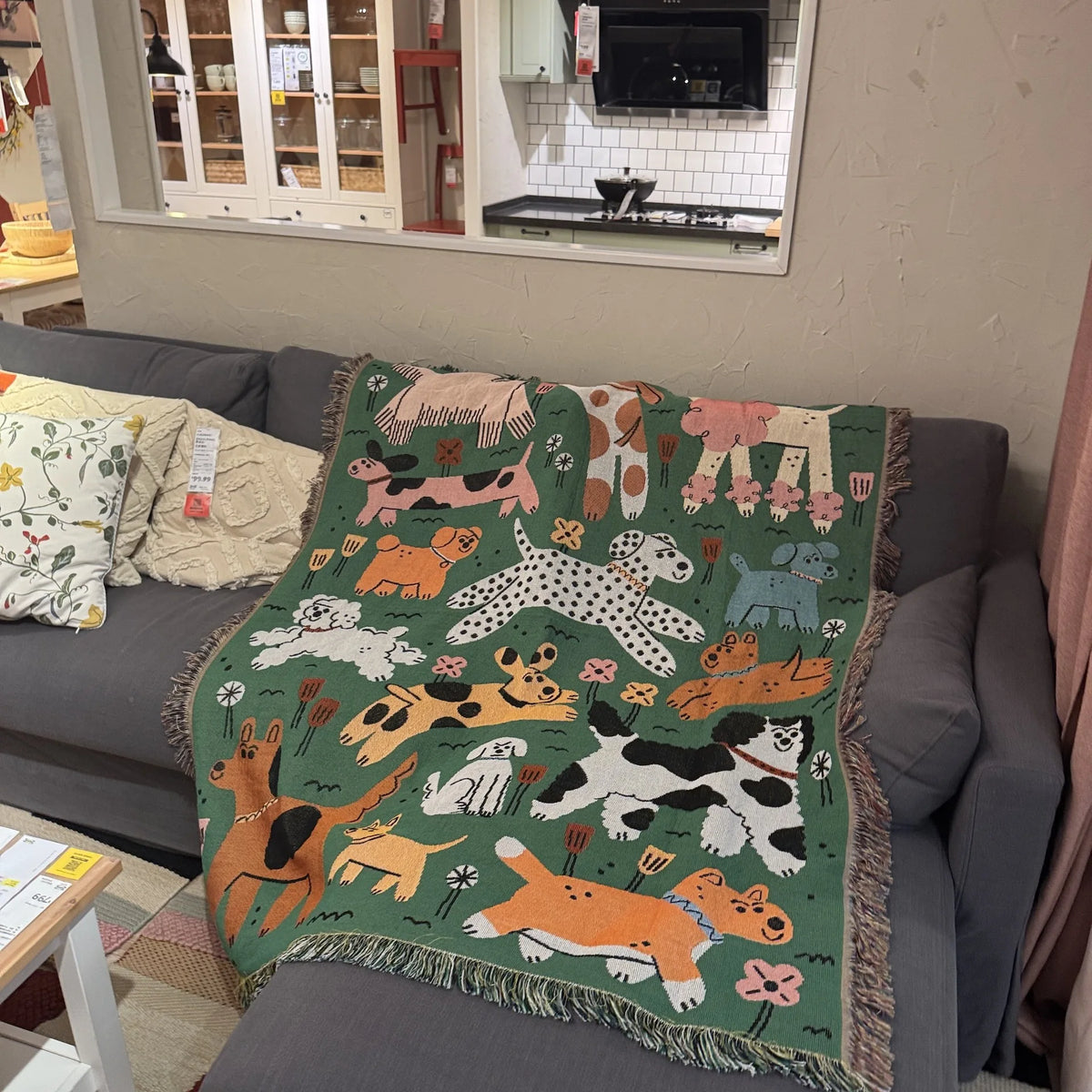 tapis vintage artisanal chats feuilles animaux portable printemps automne maison camping pique nique