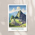 Une vue panoramique de l'imposante cité inca de Machu Picchu, nichée dans les montagnes verdoyantes du Pérou.
