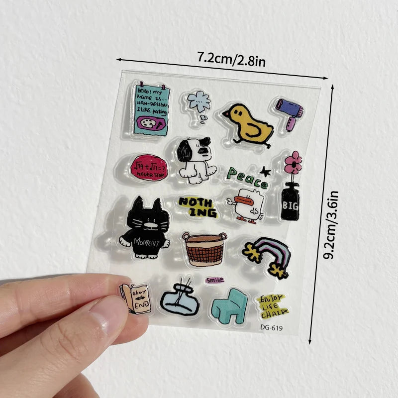 sticker adhésif transparent mignon coque téléphone motif animaux chats chiens positif