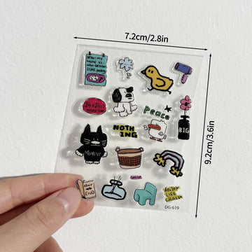 sticker adhésif transparent mignon coque téléphone motif animaux chats chiens positif