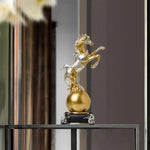 statuette cheval doré résine moderne élégante décoration salon brillante haute qualité ornement chambre