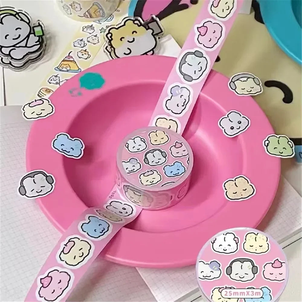 ruban adhésif kawaii dessins animés jaune rose bleu blanc mignon chiens chats personnages