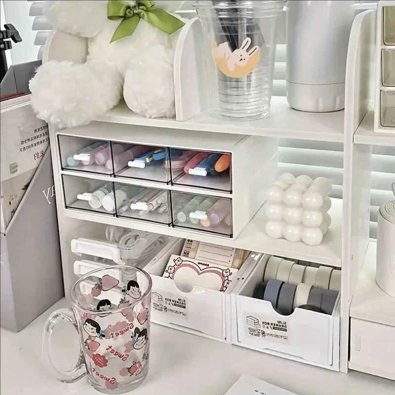 meuble rangement blanc moderne tiroirs compartiments plateaux étiquettes grille dimensions PVC reusable