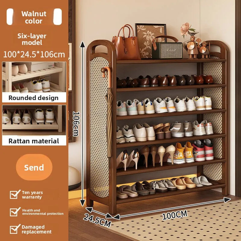 étagère chaussures bambou moderne multi niveaux marron clair étages adjustable