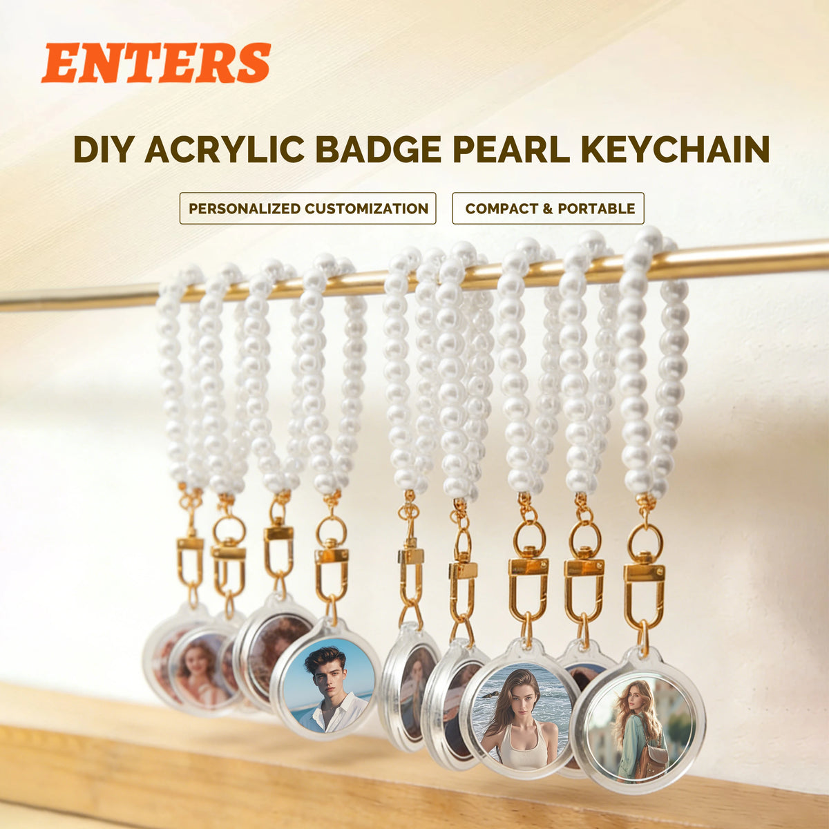 porte clés diy acrylique imitation moderne élégant blanc doré transparent