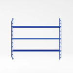 étagère murale bleue métal horizontale barreaux horizontaux minimaliste horloge vase panier pot thé(calendar,sac