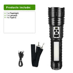torche led rechargeable camping extérieur 30w lumiere intense noire bluetooth