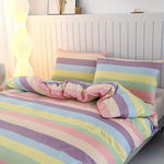 ensemble literie moderne multicolore rayures horizontales couvre lit taies oreiller twin full queen king