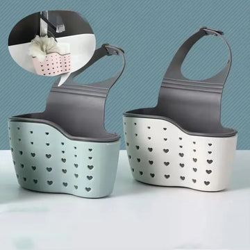 panier suspendu évier moderne perforations gouttes eau éponge savon accessoires cuisineversible blanc vert gris