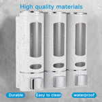 distributeur savon liquide moderne blanc gris bleu vert transparent vis fixations salle bain