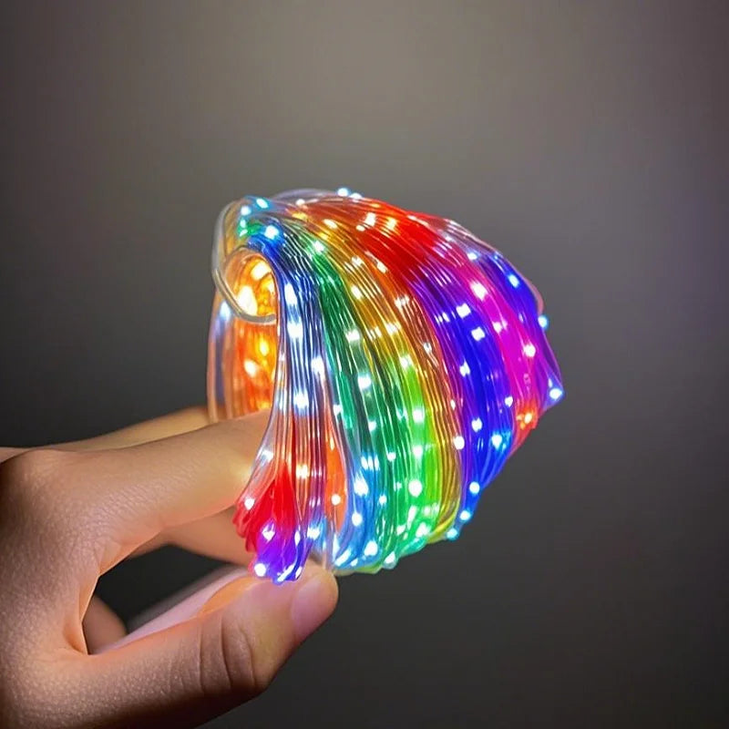 guirlande lumineuse led usb étoiles blanches multicolores moderne adhésif télécommande festive anniversaire noël mariage